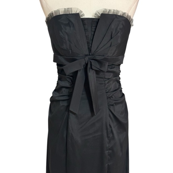 CACHE Black Strapless Mini Dress LBD Cocktail‎ Party Wedding Event Size 8 6 Bow - Picture 5 of 8
